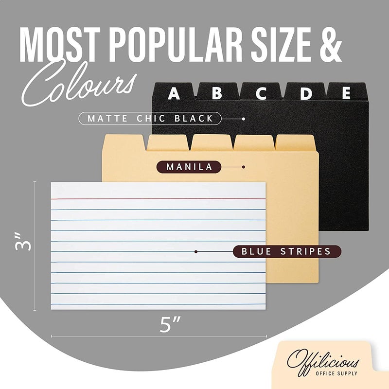 OFFILICIOUS Business Card Organizer 3x5 - Premium Index Card Holder Box for Flashcards, Notecards, Recipes - Recipe Box with Cards & Dividers, Labels, Stickers - Image 3